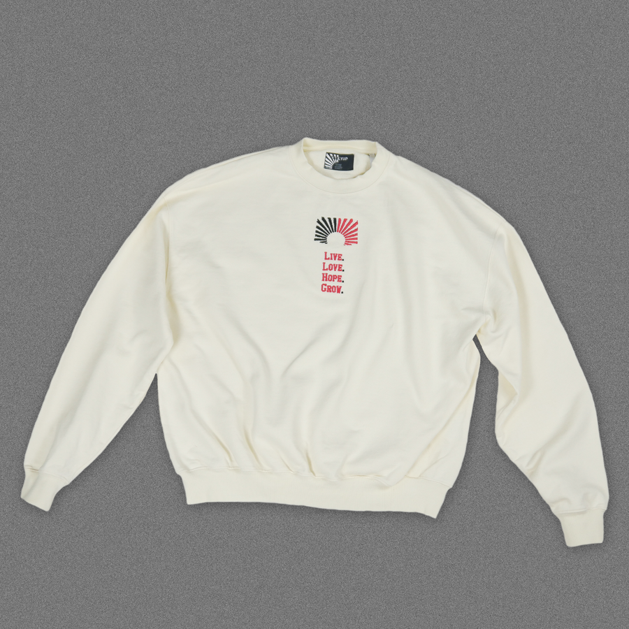 "Live.Love.Hope.Grow." Sweater - Cream White